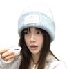 Including Wool Blue Knitted Wool Hat Children's Autumn and Winter Versatile Warm Big Head Circumference Ear Protection Bag Head Cold Hat