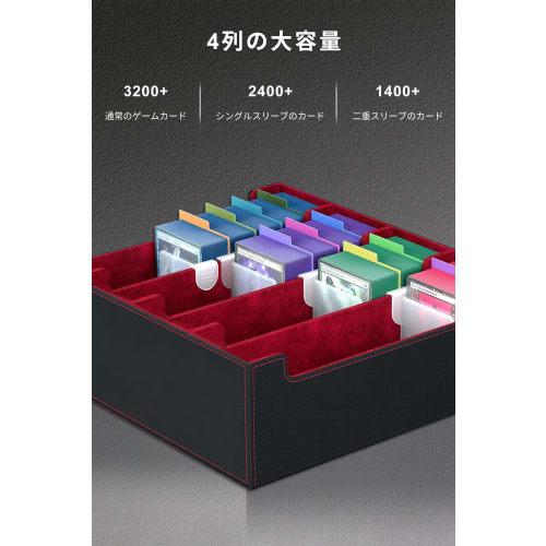 HG CHASING TRIBE Deck Case, PU Leather Trading Card Case, Holds 3200 Cards, Sleeve Compatible, Large Capacity (Black, Blue, 4 Columns/3200 Cards)