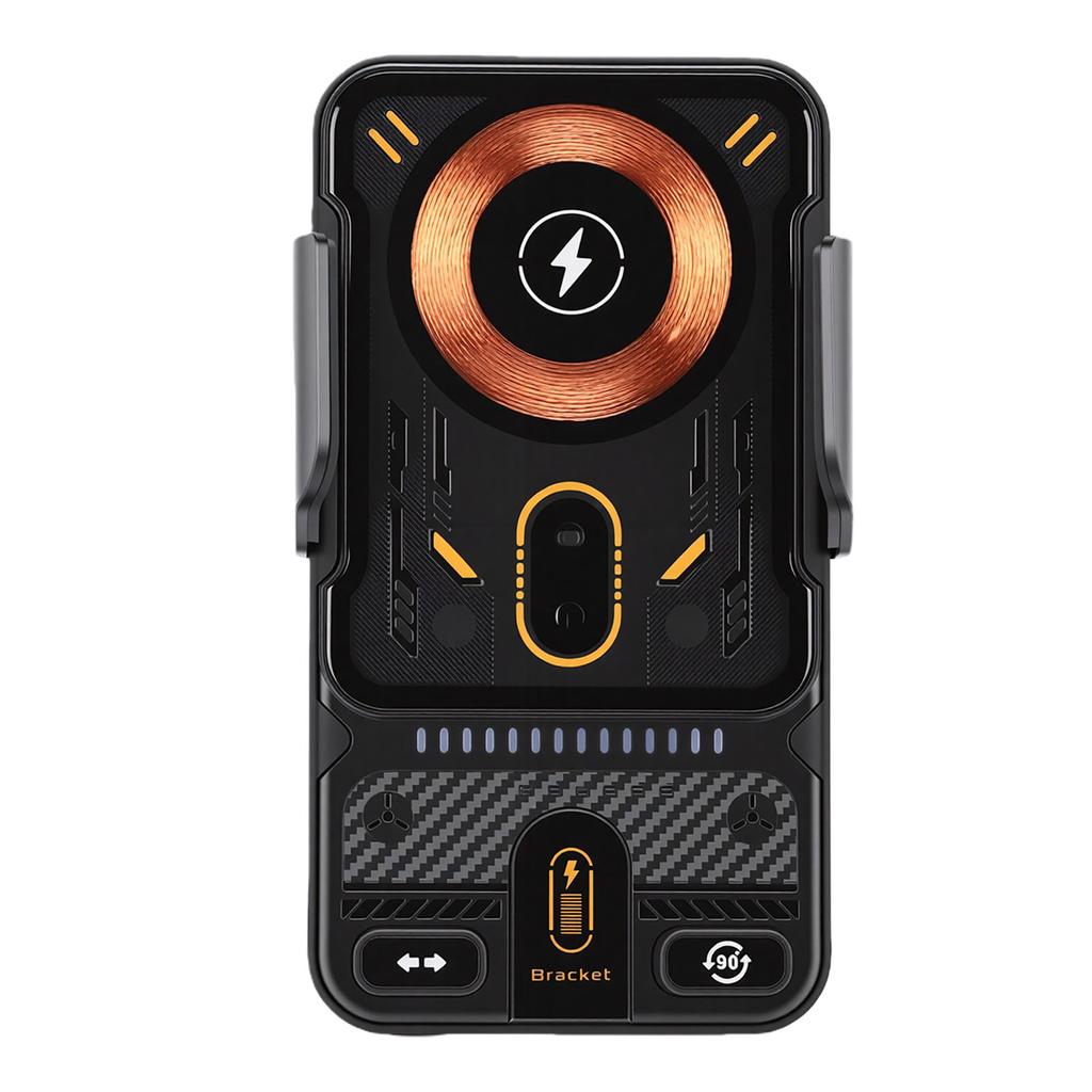 Car Phone Holder Wireless 15W Fast Auto Sensing 90 Degrees Rotation Vent Clip Phone Mount Black