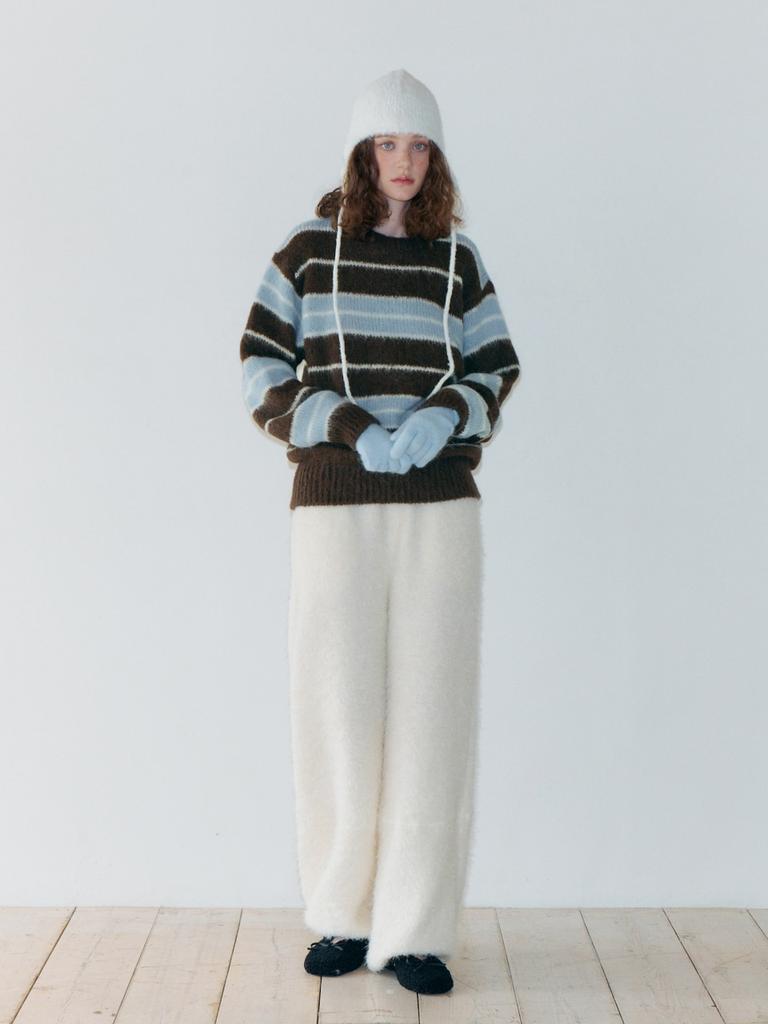 ETMON Brush Stripe Knit Pullover, Brown