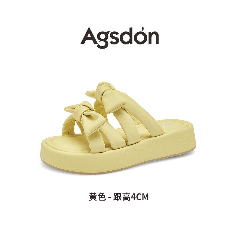Augustine Platform Slippers Women's Outer Wear Summer 2025 New Bow with Skirt Seaside Beach Cool Slippers