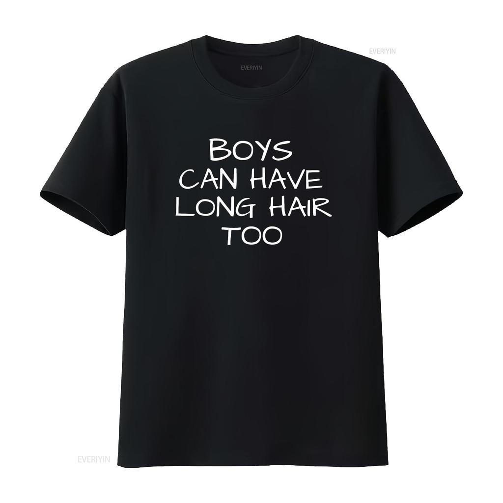 Boys Can Have Long Hair Too Kids Mens T Shirt vintage Washed homme fashion Comfortable graphic Versatile Breathable Stylish
