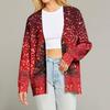 Women's Fashion Long Sleeve Christmas Print V-Neck Button Loose Cardigan Top
