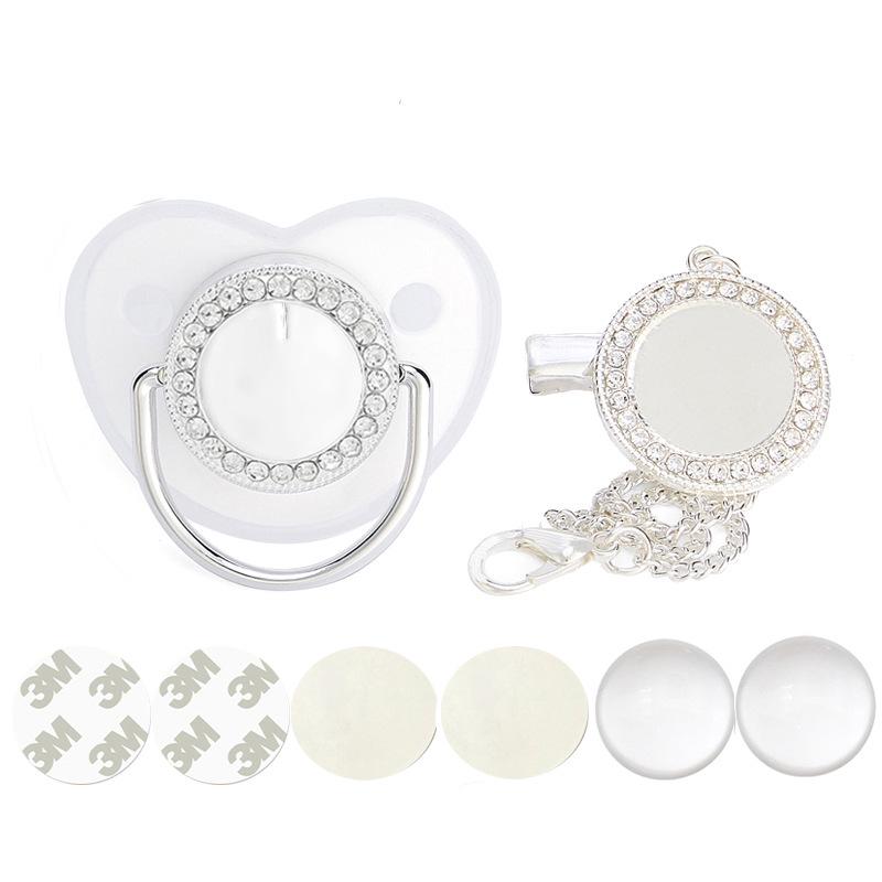 Silver Heat Transfer Rhinestone Baby Pacifier 2022