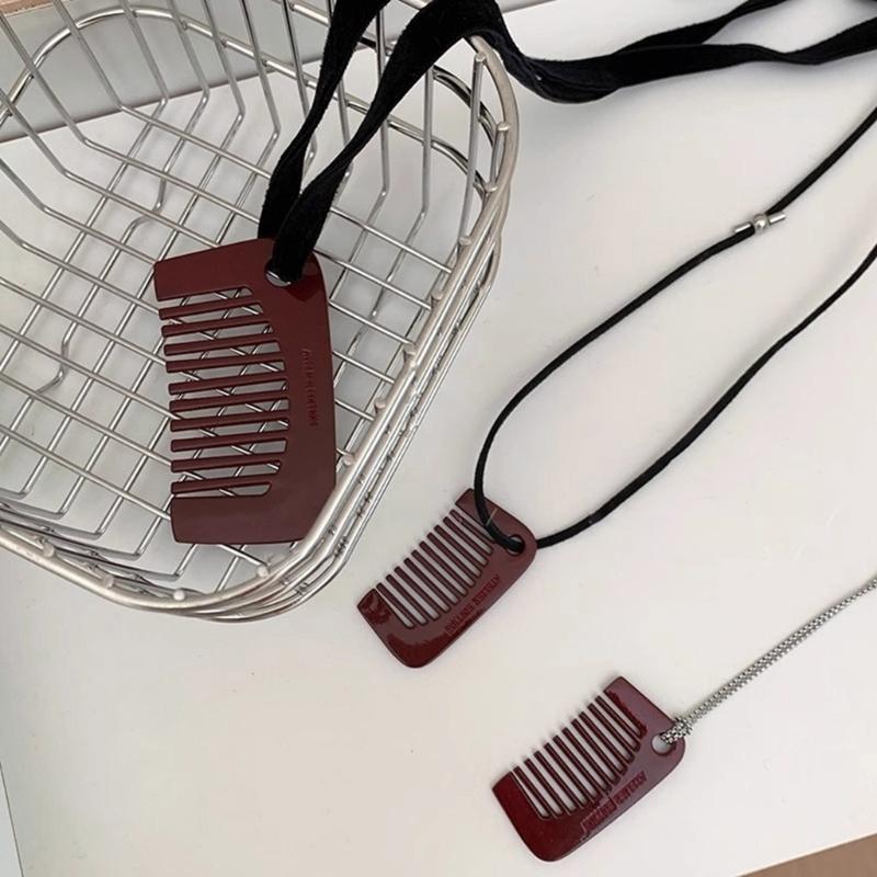Fashion Comb Pendant Necklace with Adjustable Lanyard Pendant Necklace Perfect for Expressing Individuality Daily Life