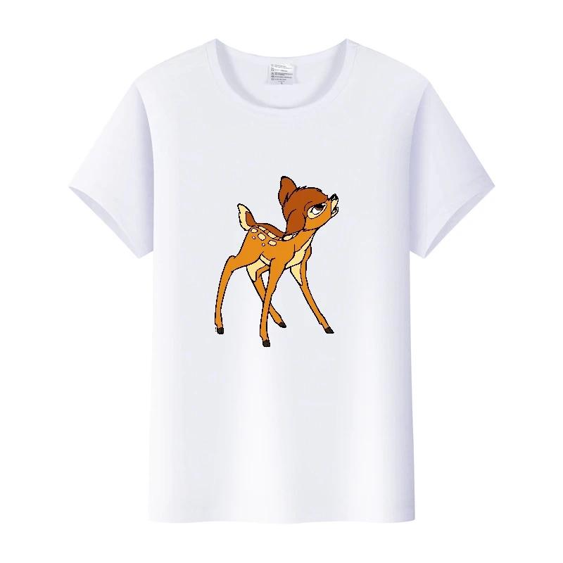 Vintage Plus Size Clothes Y2K Tshirt Kawaii Tops Cartoon Bambi Graphic T-shirt Summer Blouses White Tees Unisex