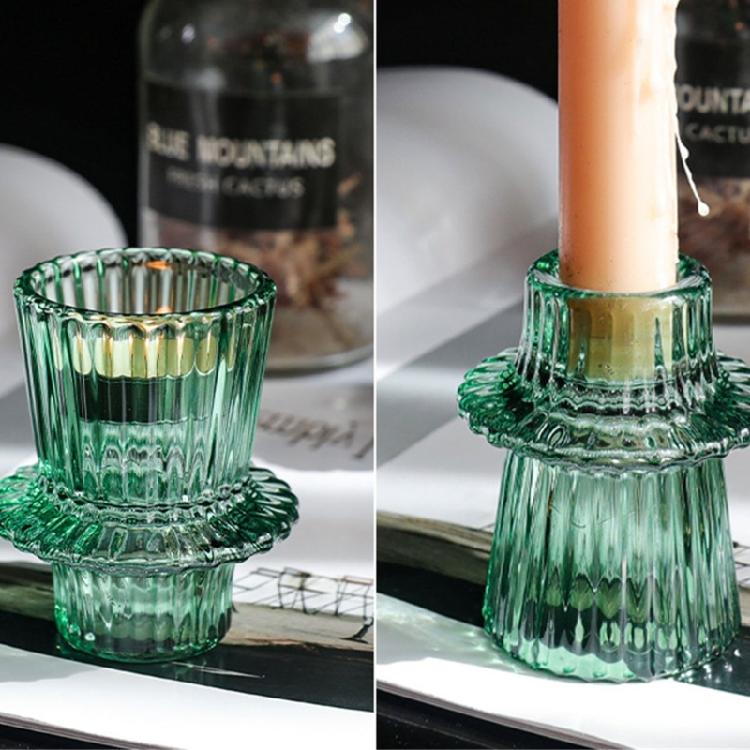 Clear Glass Candle Holder Vertical Stripe Candle Holder for Weddings Restaurant