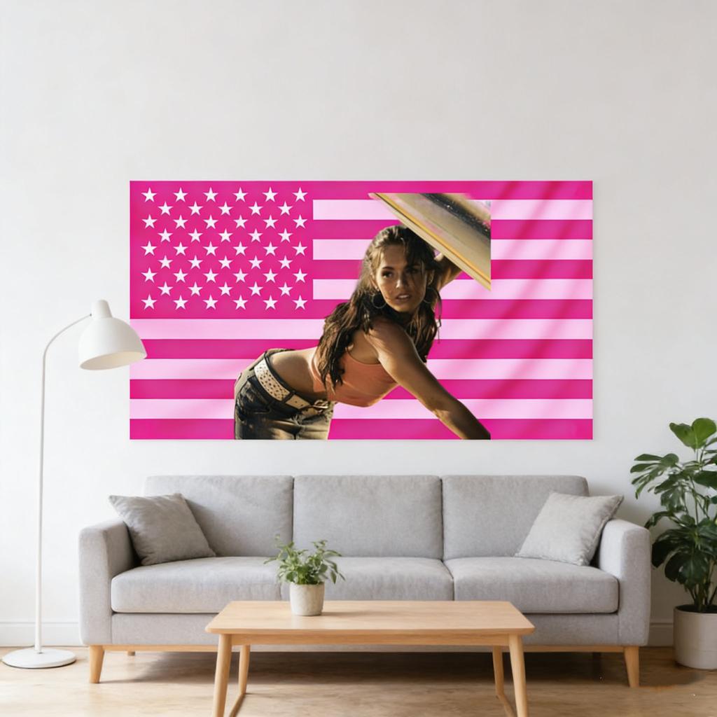 2000s Icon Megan Fox Tapestry Transformers Era Banner Pink American Flag Wall Decor Stylish Print for Home  Dorm Decoration
