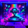 Alien DJ Tapestry Neon Wall Carpet Psychedelic Space Music Art Hanging Cloth Living Room Decoration