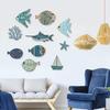 10 Pezzi Decorazioni Murali Nautiche in Legno Tema Spiaggia Rustica Pesce Stella Marina Vela Corallo Arte Murale Scultura da Appendere Costiera Oceanica per Soggiorno Camera da Letto