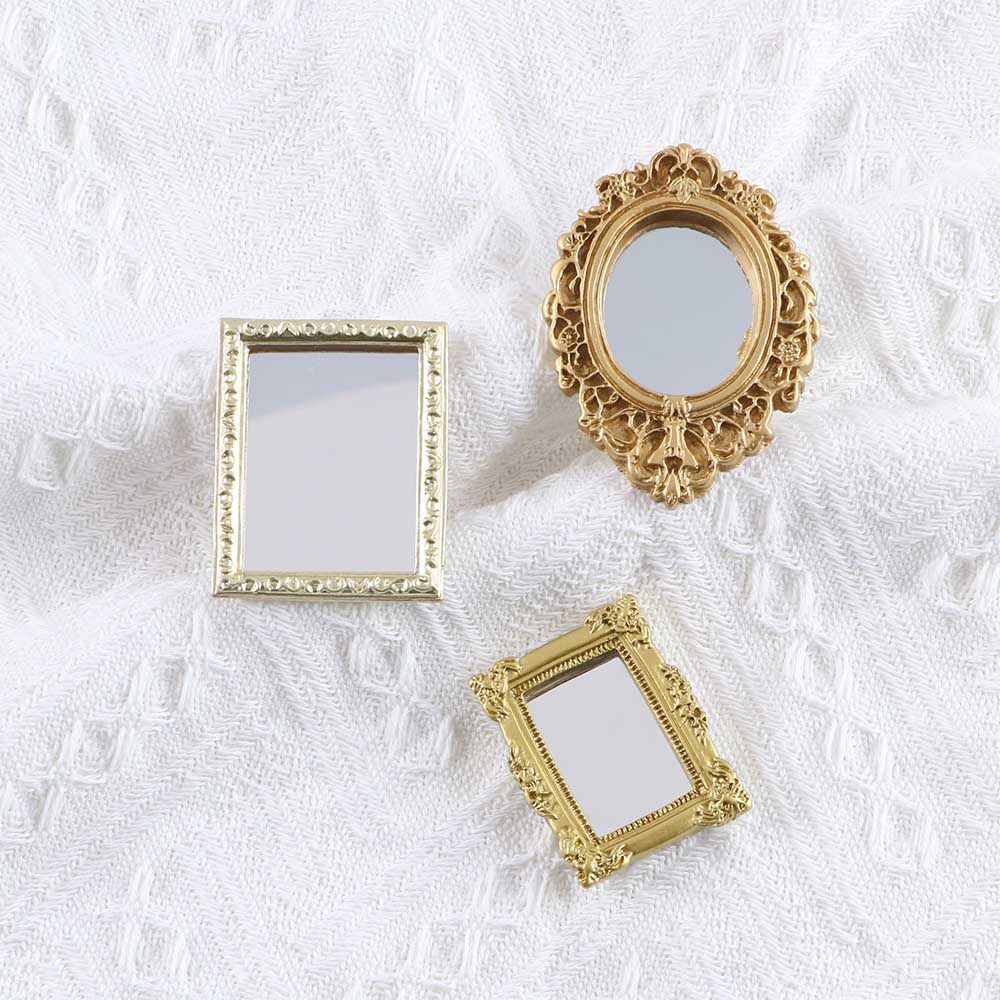 1/12 Doll House Decor Mini Tiny Elegant Miniature Ornament Dollhouse Mirror Furniture