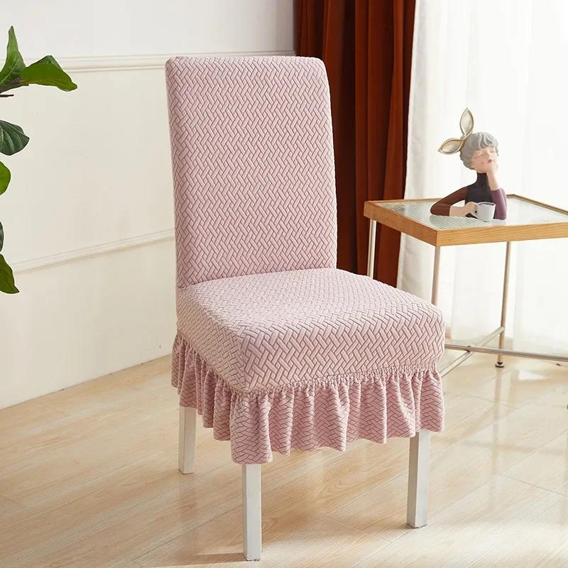 Dining Table Chair Cover Elastic Chair Covers with Skirt Bubble Banquet Chair Slipcover Stretch Chairs Skirt Home Testiles