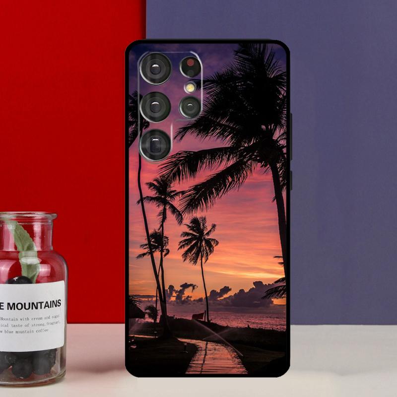 sunset palm trees Funda Case For Samsung Galaxy S25 Ultra S9 S10 S20 S21 FE S22 S23 Plus S24 Ultra Phone Cover