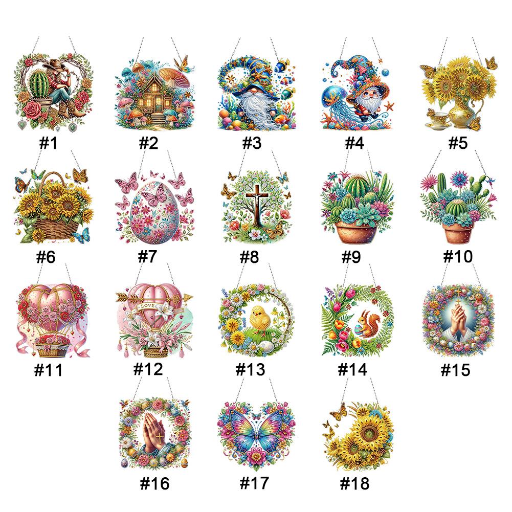 Diamond Painting Ornaments Acrylic Special Shape Mushroom Hut Rhinestone Diamond Art Pendants Diamond Painting Hanging Pendant