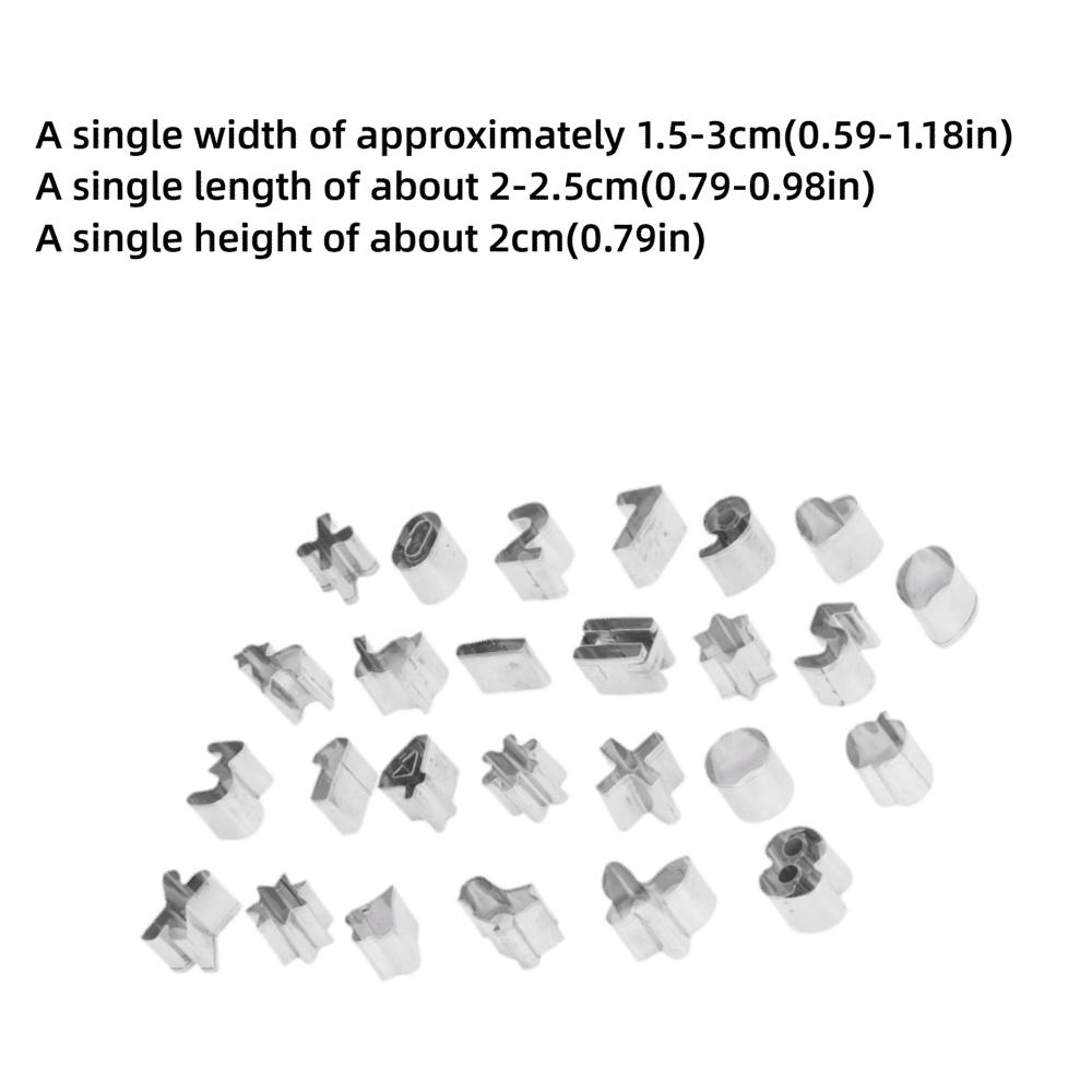 26pcs Digital Geometry Baking Mold Stainless Steel Number Pattern Mould Polymer Clay Craft