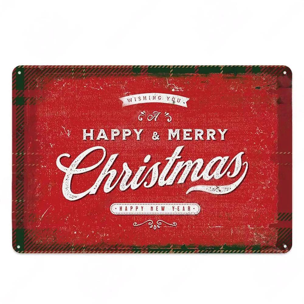 Vintage Tin Signs Merry Christmas Posters Decor Plaque Metal Plate Garden Wall Art Room Decoration New Years Gift