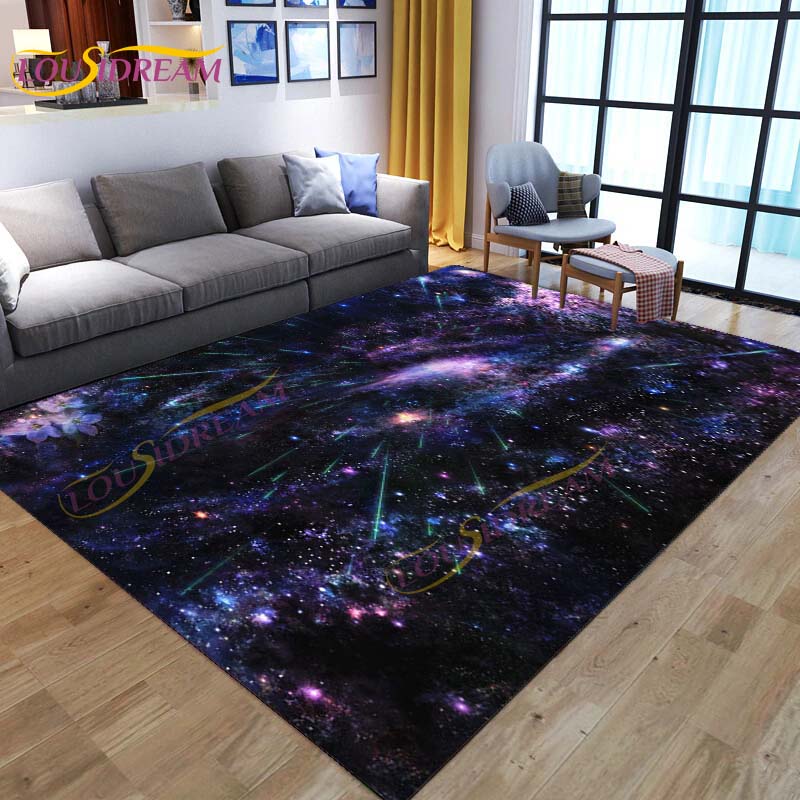 3D Colored Space Mat Galaxy Rug Starry Sky Carpet for Living Room Bedroomt Sofa Planet Rug Nursery Play Rug Floor Mat Home Decor