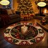 Round Christmas Rug Snowman for Under the Christmas Tree Non Slip Carpet Living Room Bedroom Washable Festive Home Decor