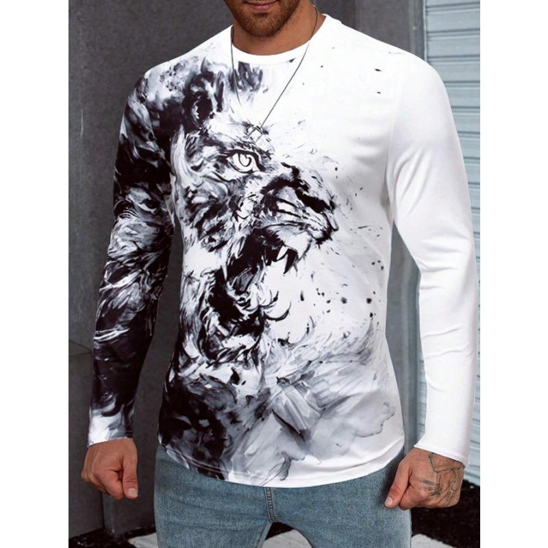 

Мужская длинная футболка с принтом 3D льва, летняя модная футболка унисекс с коротким рукавом и круглым вырезом, свободная футболка, новые повседневные праздничные топы 5XL