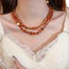 Double Stacked Geometric Necklace Light Luxury Niche Vintage Personalized Hip Hop Style Jewelry