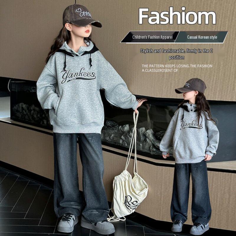 

Двухцветный худи для девочек 2025 – Стильный топ с длинным рукавом для осени/зимы 140 cm серый