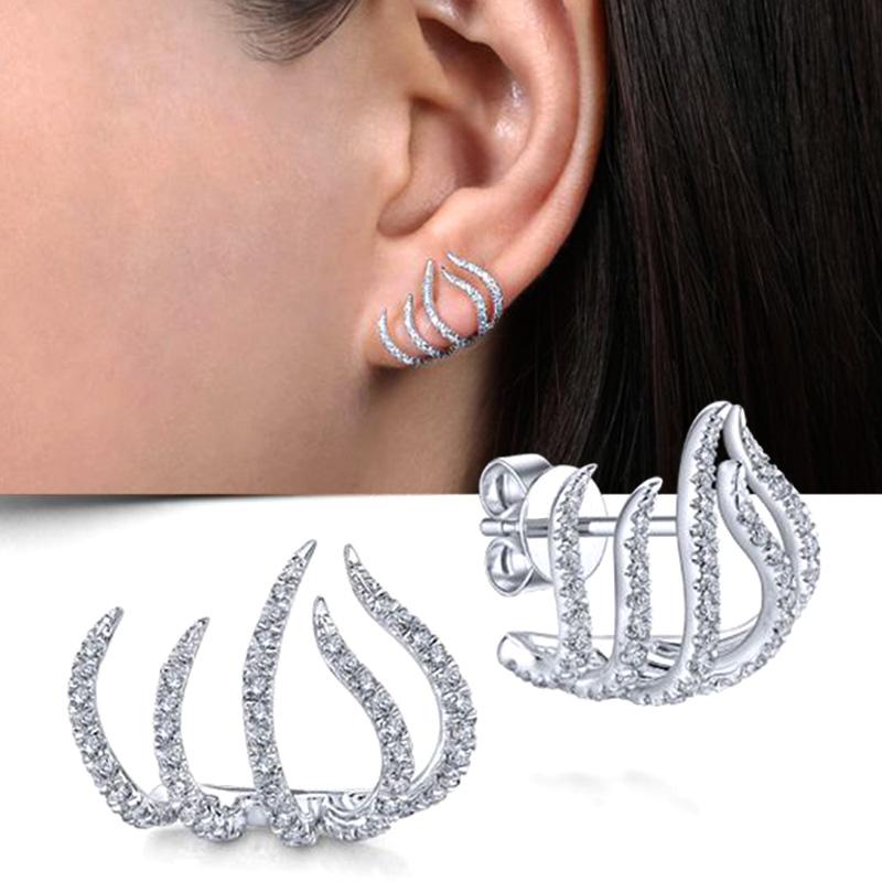 Silver Color Claws Stud Earrings with Crystal AAA CZ Stone Modern Design Fashion Versatile Accessories Women 2022 Jewelry