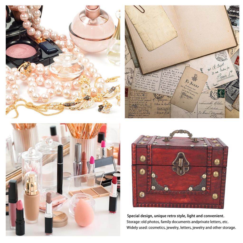 Kleine antike Mehrzweck-Schmuckschatulle aus Holz zur Aufbewahrung von Schmuck, für Geschenke, Fotosammlung, Shooting-Einrichtungsgegenstände