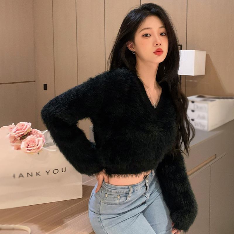 

Женский свитер, осенний и зимний пуловер, топы с v-образным вырезом One Size