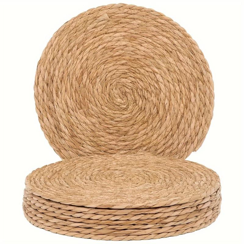 6/8PCS Handmade Natural Woven Round Placemat Set Durable Heat Resistant 30cm Table Mats for Dining Room Party Wedding Home Decor