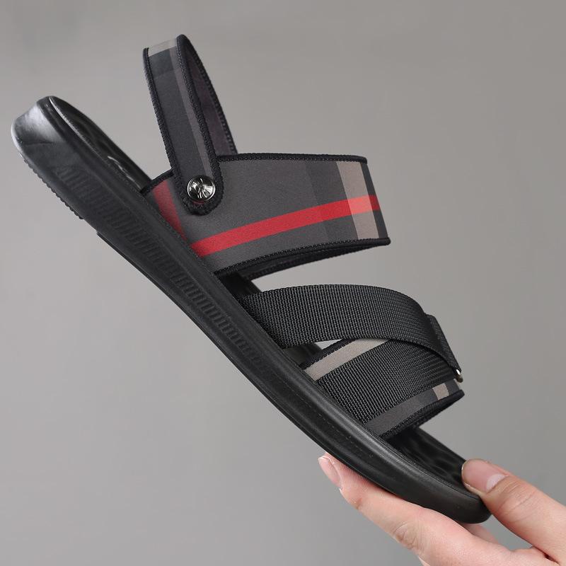 2025 direct sales men's cool slippers fashionable and trendy Oxford cloth 2025 summer new non-slip dual-purpose beach shoes men