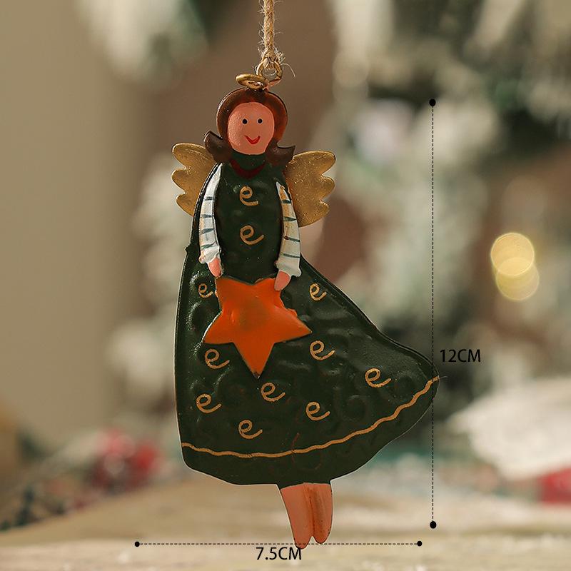 Retro Distressed Christmas Iron Art Pendants: Angel, Santa, Snowman