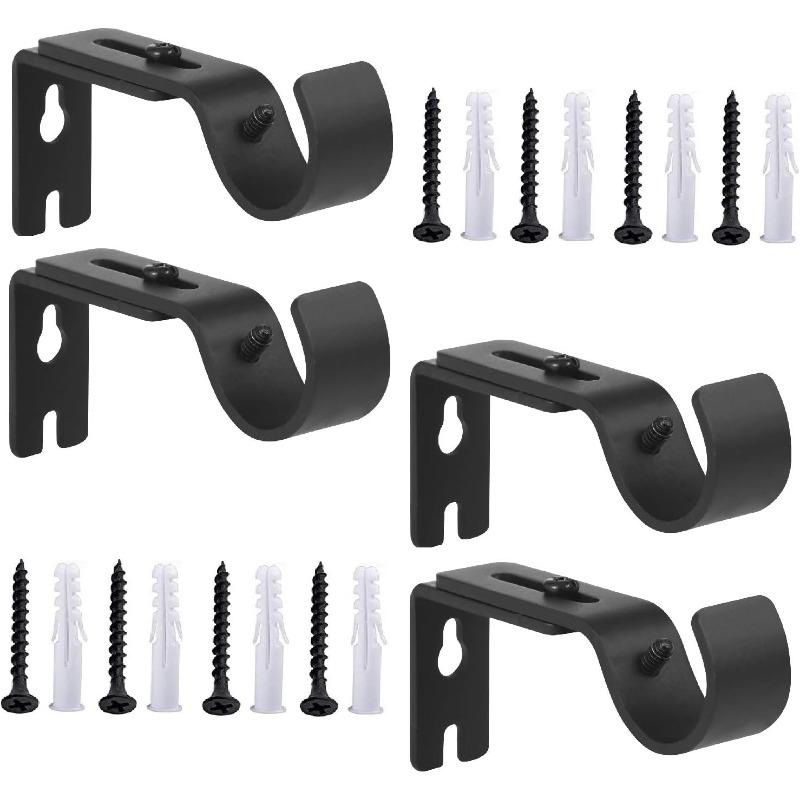 Heavy Duty Adjustable Curtain Rod Brackets Rod Holders for 1 Inch Rod, Silver Color, (Set of 2)