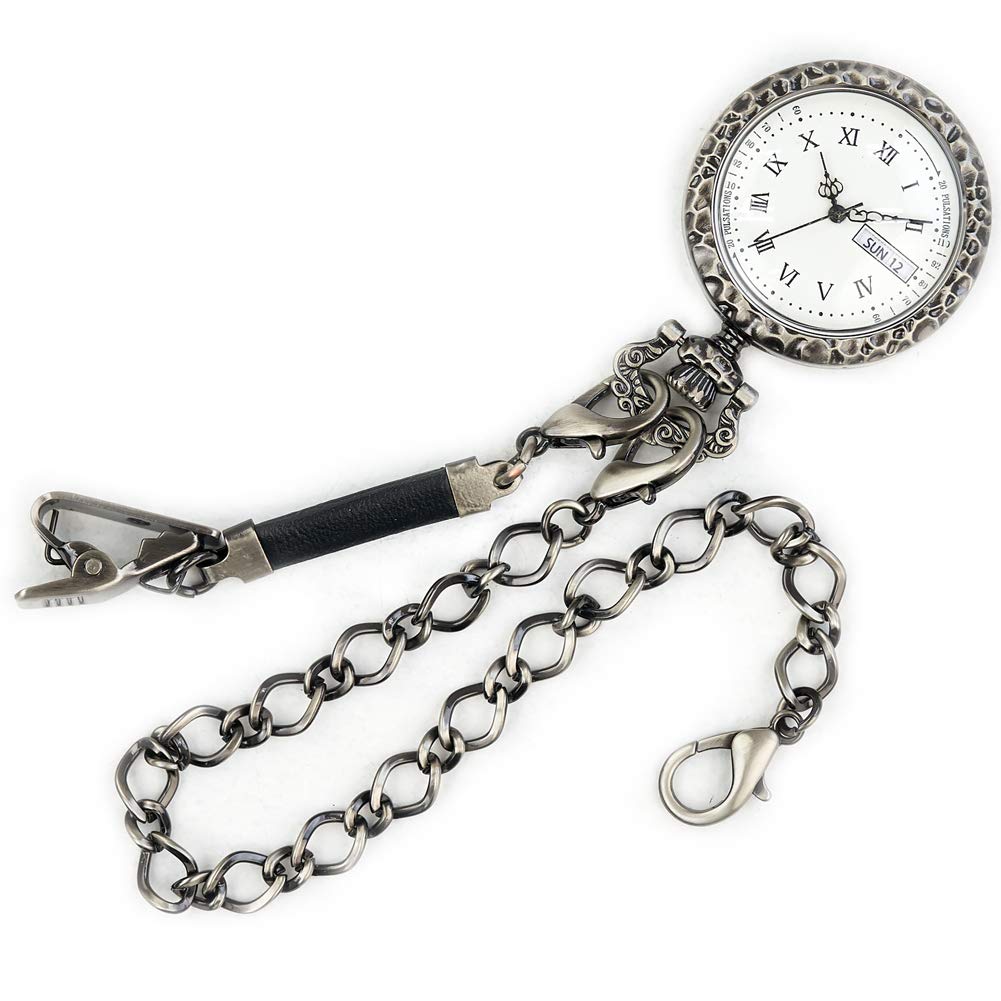 

Blanc Ange Antique Nurse Watch with Chain Clip, Glow-in-the-Dark, BA-antique, Silver
