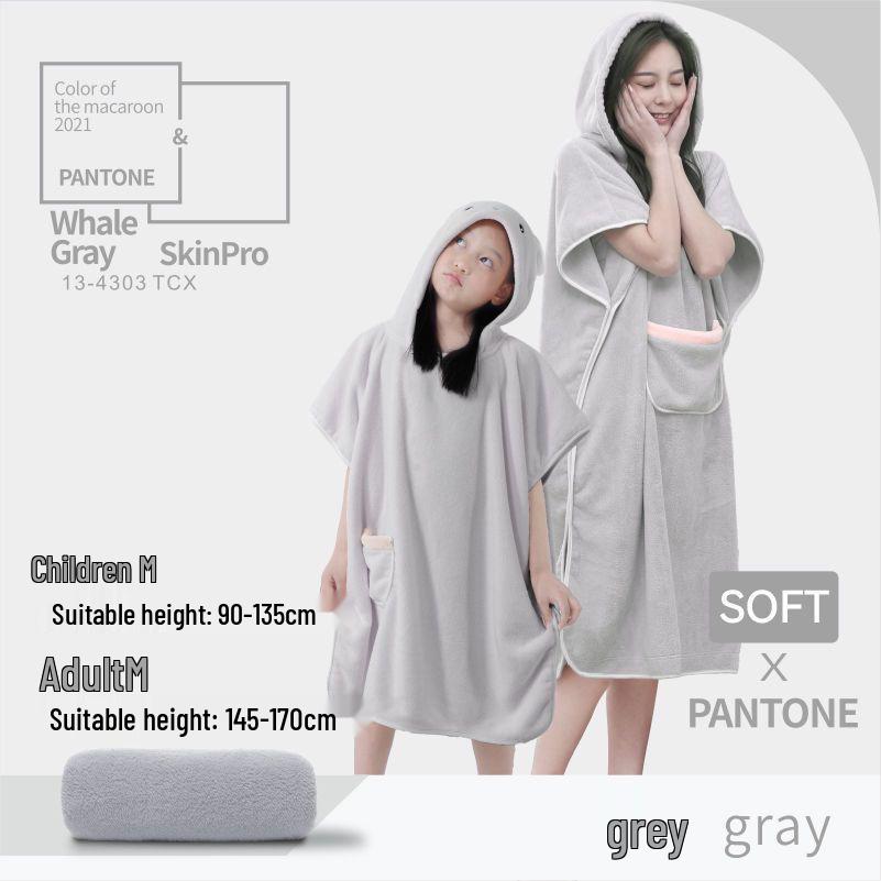 Quick-Dry Coral Fleece Hooded Cloak Bathrobe for Adults and Kids