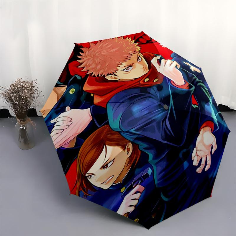 1pc Jujutsu Kaisen Outdoor Umbrella - Automatic Opening/Closing, Portable 3-Fold Design with 8-Rib Iron Frame - Perfect Gift for Fans, Travelers, Dail