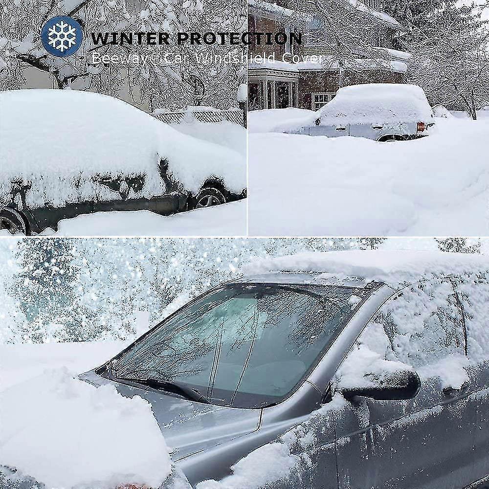 Car Windshield Cover, Heavy Duty Ultra Thick Protective Windscreen Cover - Snow Ice Frost Sun Uv Dust Water Resistent - Pefect Fit For Cars Suvs All Y