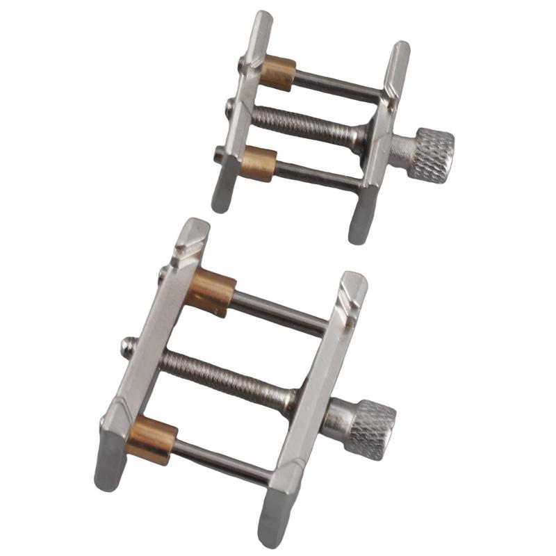 2Pcs Watch Movement Clamp Aluminum Alloy Case Vice Holder Adjustable Repairing Tools