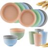 16Pcs Wheat Straw Dinnerware Set Eco Friendly Tableware Unbreakable Kitchen Cutlery Dishes Eating Cutlery Camping Service for 4