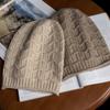 Cashmere Autumn and Winter New Style Women's High End Knitted Warm Solid Color Wave Ear Protection Knitted Casual Baotou Hat