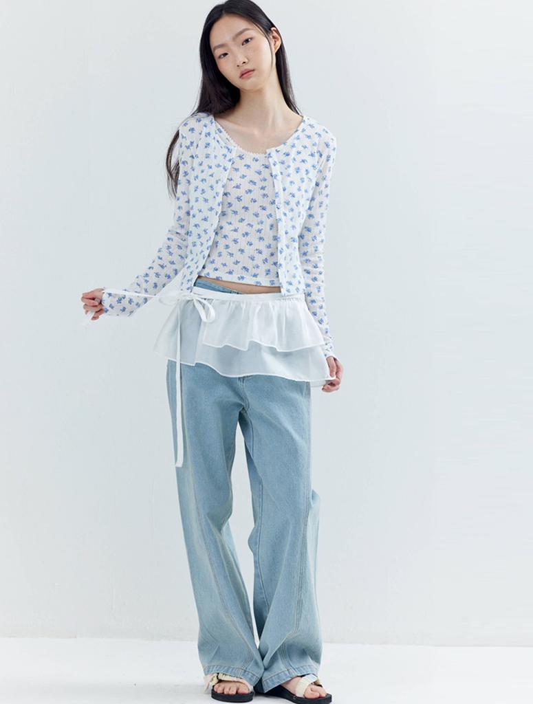Opening Sunshine See-Through Double Layered Wrap Skirt White