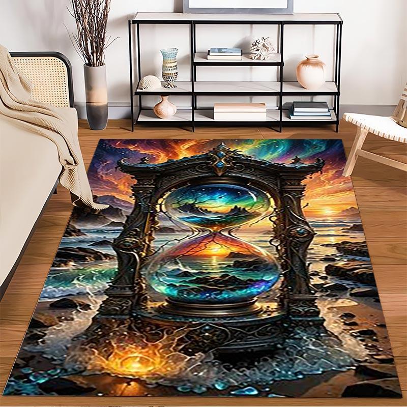 Colorful Fantasy Hourglass Patterned Carpet with Ocean and Sunset Design Suitable for Use As an Anti-slip for Living Room Bedroom Sofas