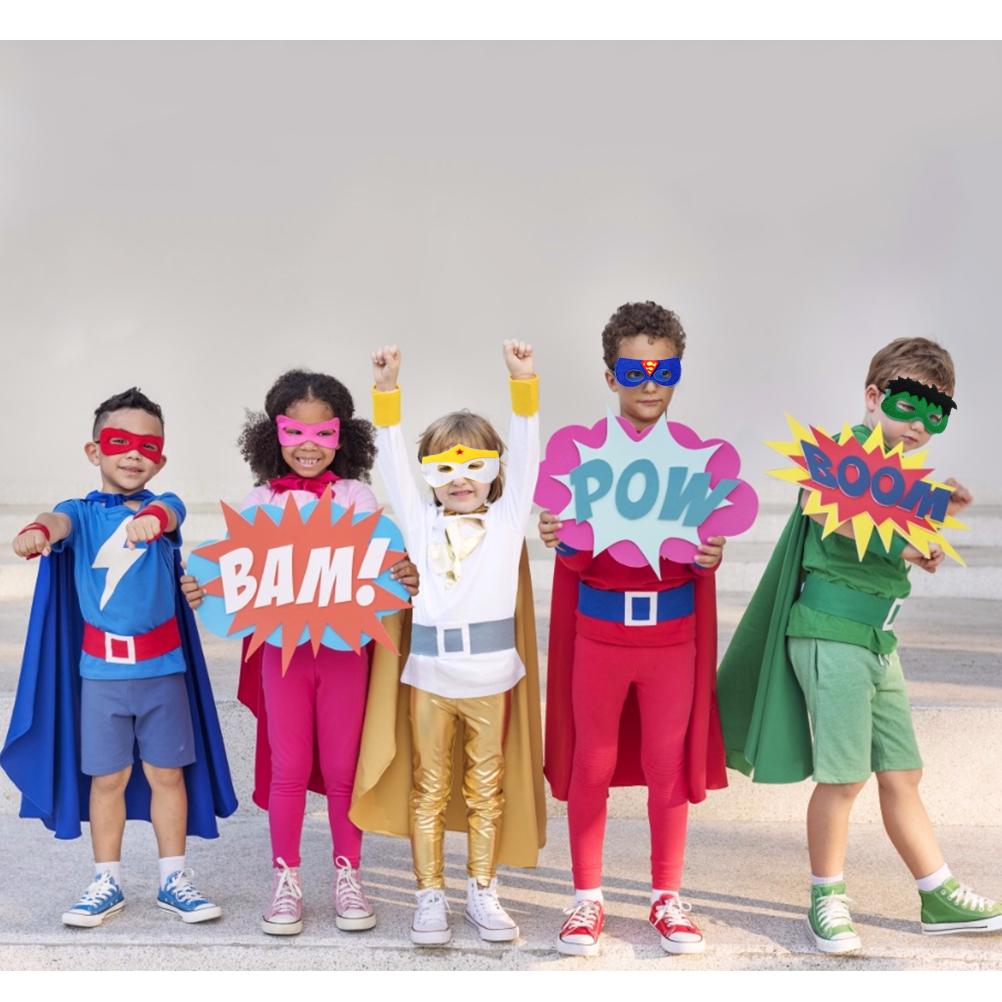 9Pcs Superhero Felt Masks for Kids Superhero Masks with Elastic Rope Party Cosplay Favors Masks for