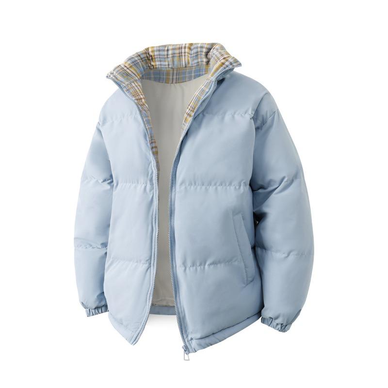 Cotton Coat Men's Autumn and Winter New Contrast Color Plaid Bread Coat Thickened Warm Jacket