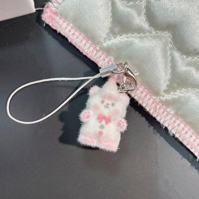Bag Pendant Lightweight Mini Bear Charm Keychain with Soft Flocking Texture Lanyard Phone Bag Gift Accessory