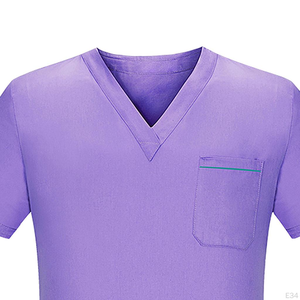 Nursing Uniform Scrub Set Work suits Nurse Top Pants V Neckline Short Sleeve Workwear for Healthcare