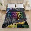 Linkin Park Print Flannel Blanket Cozy Lightweight Plush Throw Blanket For Bed Sofa Household Use