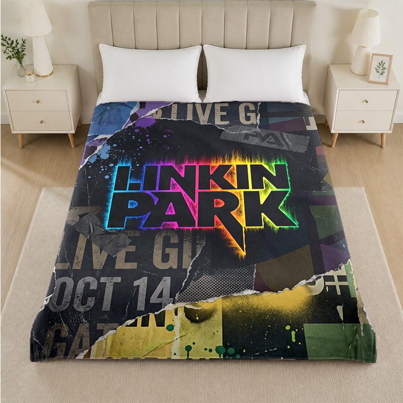 Linkin Park Print Flannel Blanket Cozy Lightweight Plush Throw Blanket For Bed Sofa Household Use