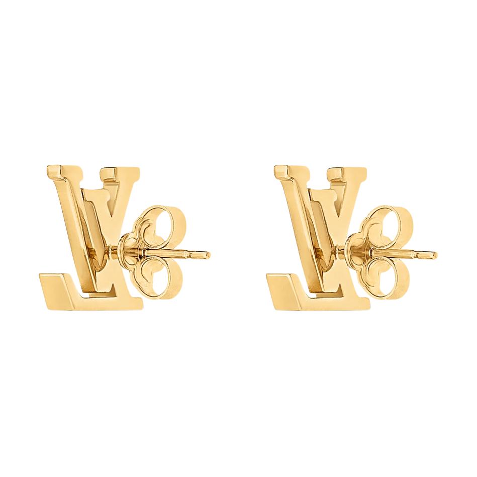 Louis Vuitton Buchstaben Logo Messing Ohrringe Damenohrringe Gold Schwarz M04444