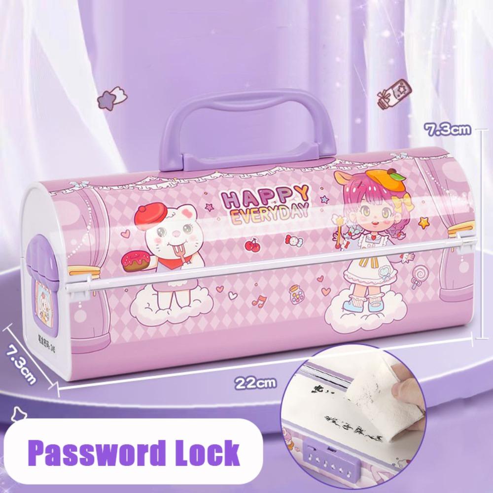 Multi-Function Pencil Case With Password Lock Stationery Storage Box Cartoon Pen Box  Student Gift