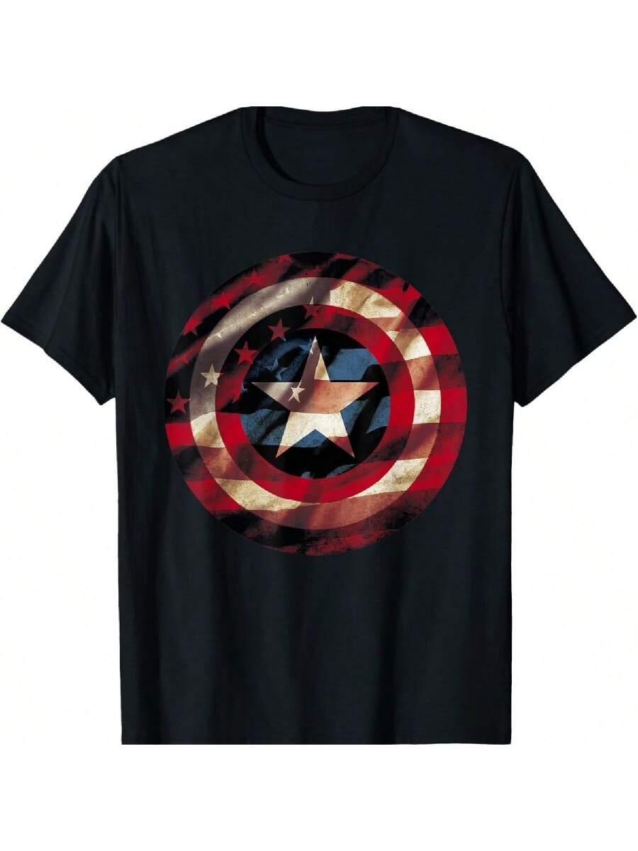 Marvels Comics Captain Americas Graphic Flag Fill Shield T-Shirt S разноцветный